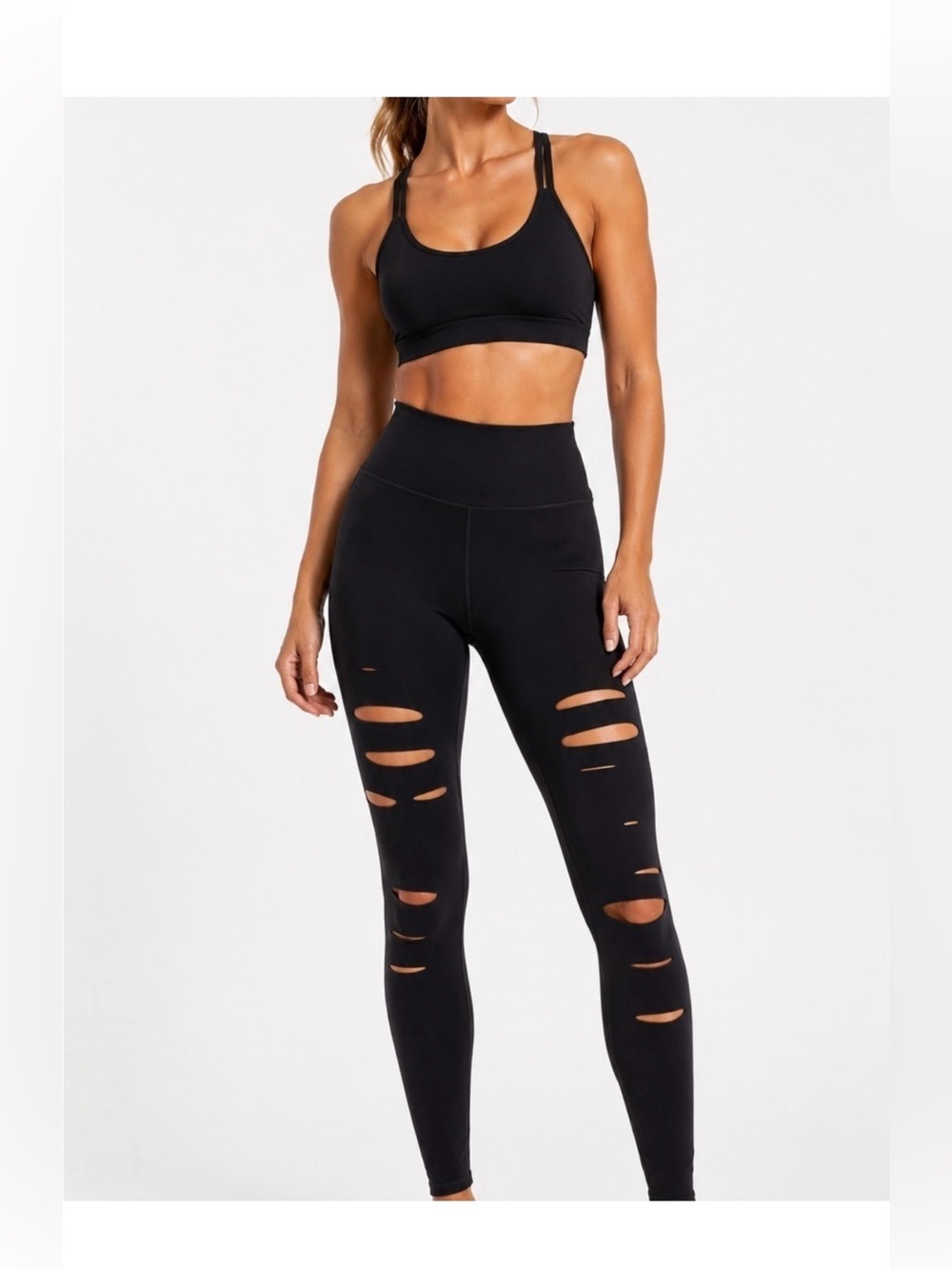 Alo Yoga High Waist Ripped Warrior
Leggings Black Size Medium A422 - Picture 8 of 15